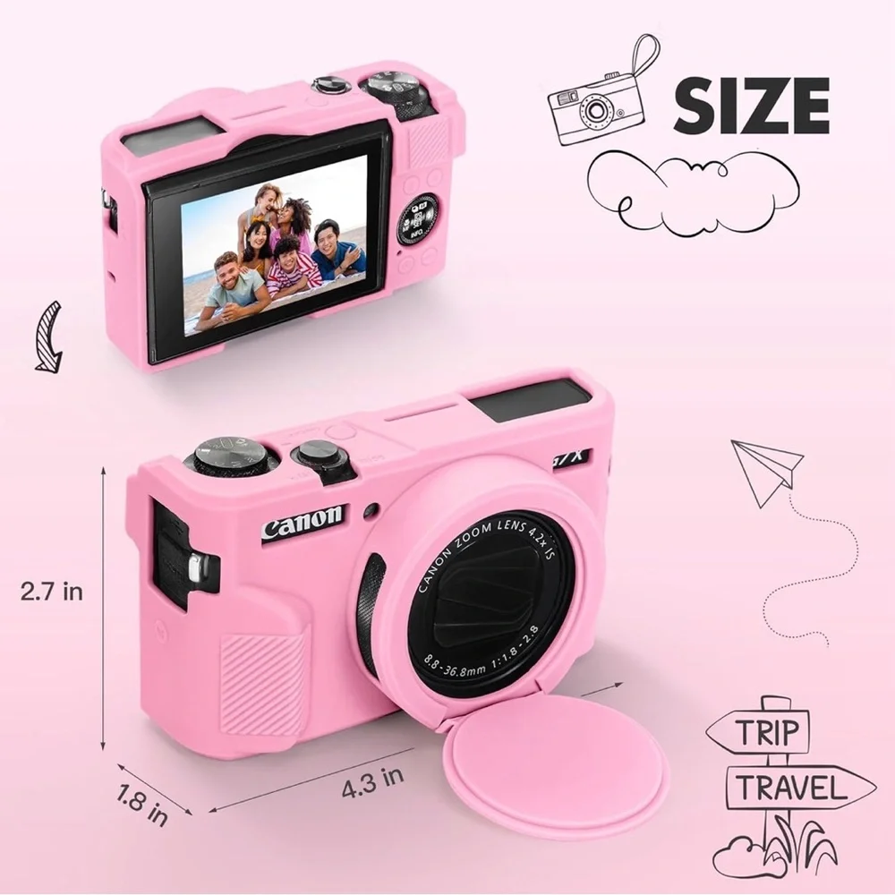 Canon Powershot G7 X Mark II Protective Silicone Camera Case Pink NEW